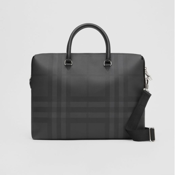 Burb Bags Large London Check And Leather Briefcase Poshmark